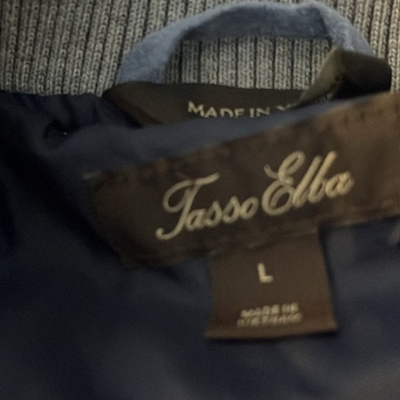 Tasso Elba Faux Suede Bomber Jacket Full Zip Up Men's Large Baby Powder Blue - Picture 10 of 13